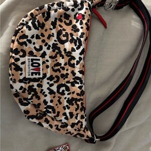 Brighton Animal Print Shoulder Bag with Red Accents